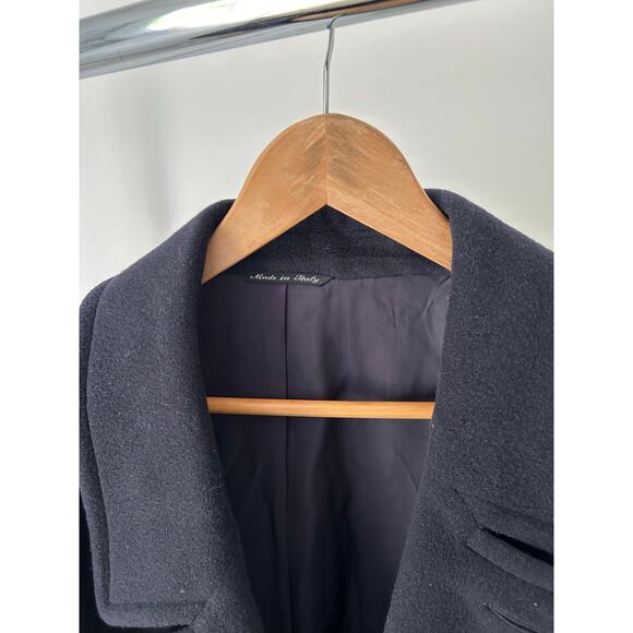 Canali Made In Italy Pure Wool Black Coat Size 60R - Picture 2 of 10